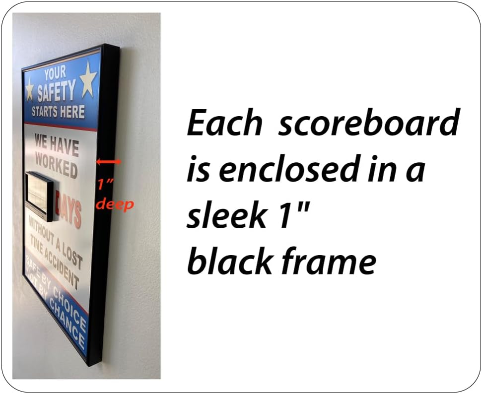 Battery Operated Safety Digital Scoreboard 20" × 28" | Full Size Indoor Led Scoreboard with Auto Day Counter | No Power Cord Needed | Track Days Without Accident Sign for Workplace Safety