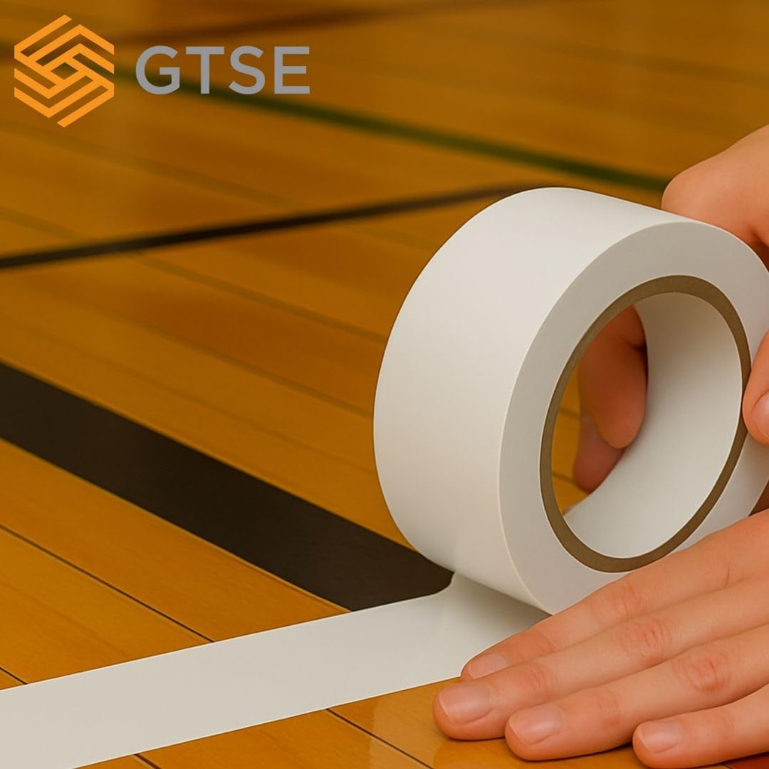 GTSE 2 inch x 108 ft White PVC Vinyl Floor Tape, Safety Marking Tape, 6 mil Thick, Suitable for Dance Floors, Gyms, Warehouses, Sports Facilities