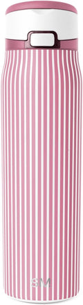 Simple Modern Mesa Loop Water Bottle with Covered Straw and Handle | 30oz Cup Holder Friendly Insulated Stainless Steel Bottles for Travel, Sports and School | Rose Stripes