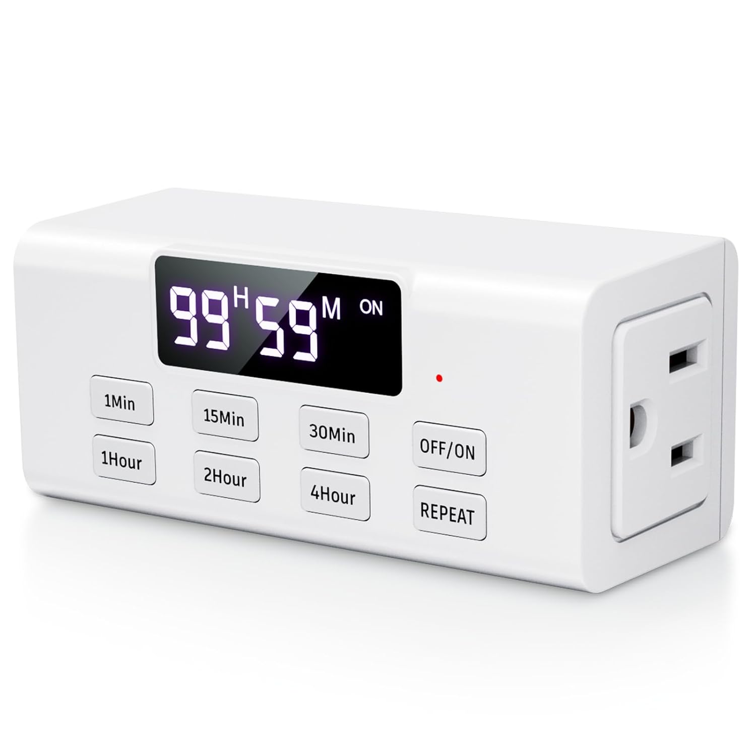 Countdown Timer Outlet, Up to 99 Hours, Large Screen and Repeat Function, Inodoor Auto Shut Off Timers for Charger Light Vacation Security,Digital Timers for Electrical Outlets