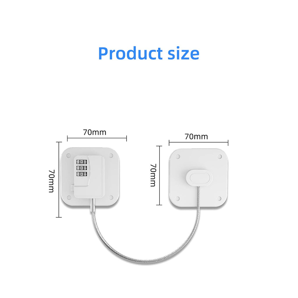 A Pack Refrigerator Lock - Heavy Duty Combination Fridge Lock, Child/Baby Proofing Lock for Cabinets, Closets, Drawers, Window and More, Easy Install and Use (White)