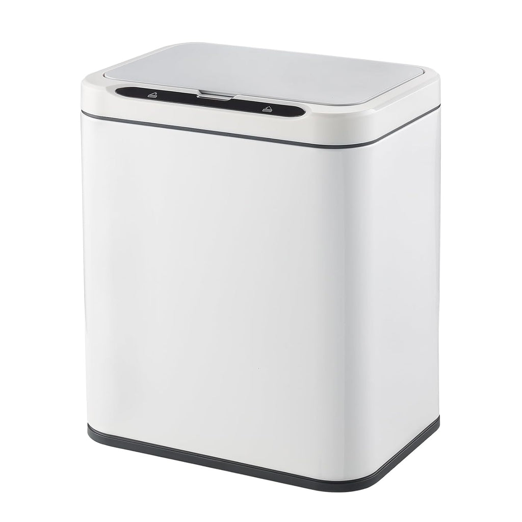 ELPHECO Stainless Steel Office Trash Can Motion Sensor Garbage Can Touchless Smart Trash Can Automatic Waste Bin for Kitchen, Office, Bathroom (White, 3.5 Gallons)