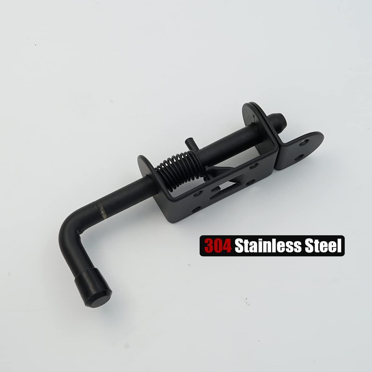 JQK Spring Loaded Latch Pin, 304 Stainless Steel Barrel Bolt Thickened 2mm Door Lock, 5 Inch Black (1 Pack), HSB300-BK