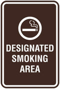 Signs ByLITA Portrait Round Designated Smoking Area Sign with Adhesive Tape, Mounts On Any Surface, Weather Resistant, Indoor/Outdoor Use (Dark Brown) - Medium