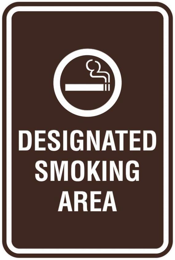 Signs ByLITA Portrait Round Designated Smoking Area Sign with Adhesive Tape, Mounts On Any Surface, Weather Resistant, Indoor/Outdoor Use (Dark Brown) - Medium