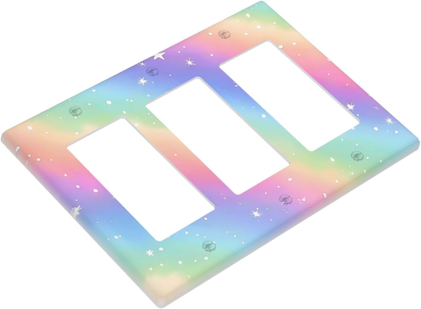 Decorative Outlet Covers Pink Blue Purple Iridescent Rainbow 3 Gang Light Switch Cover Plate Triple Rocker Wall Plates for Electrical Outlets Switch Plate Covers for Bedroom Home Decor