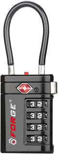 Forge TSA Approved Luggage Locks 4 Digit Combination TSA Travel Locks with TSA008, Open Alert Indicator, Zinc Alloy Body for Luggage, Suitcase, Backpack, and More. 1 Black Lock.
