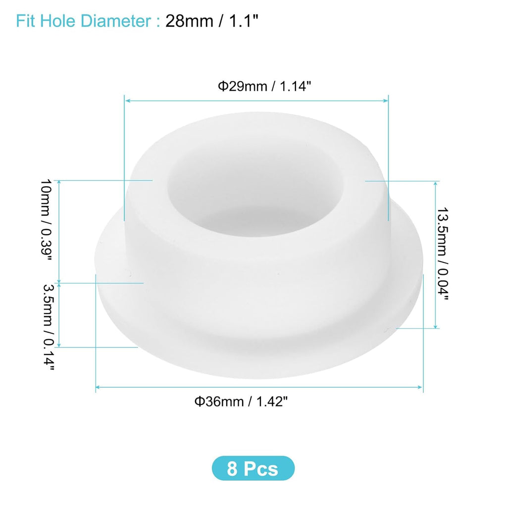 uxcell 8Pcs Silicone Hole Plug, Waterproof Round Rubber Stoppers Bottle Seal Plugs Tube Pipe End Caps for 28mm/1.1" Hole for Bathtub Bottle, White
