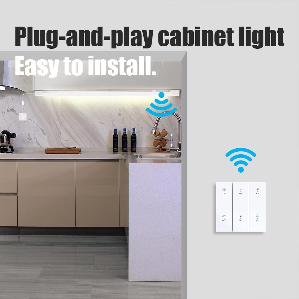 Under Cabinet Lights with Plug. 2700K-6500K Dimming and Color. with Wireless Control Panel and Remote Control.36W 3600LM for Garage, Kitchen, Bathroom, Closet, Office (45 inch-2PCS)