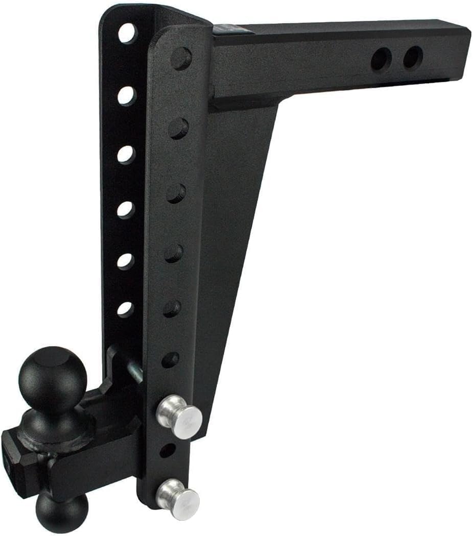 BulletProof Hitches - 2.0" Adjustable Heavy Duty Trailer Hitch (22,000 lb. Rating) - 12" Drop/Rise Trailer Hitch with 2" & 2-5/16" Dual Ball - Powder Coat, Solid Steel, Corrosion-Resistant
