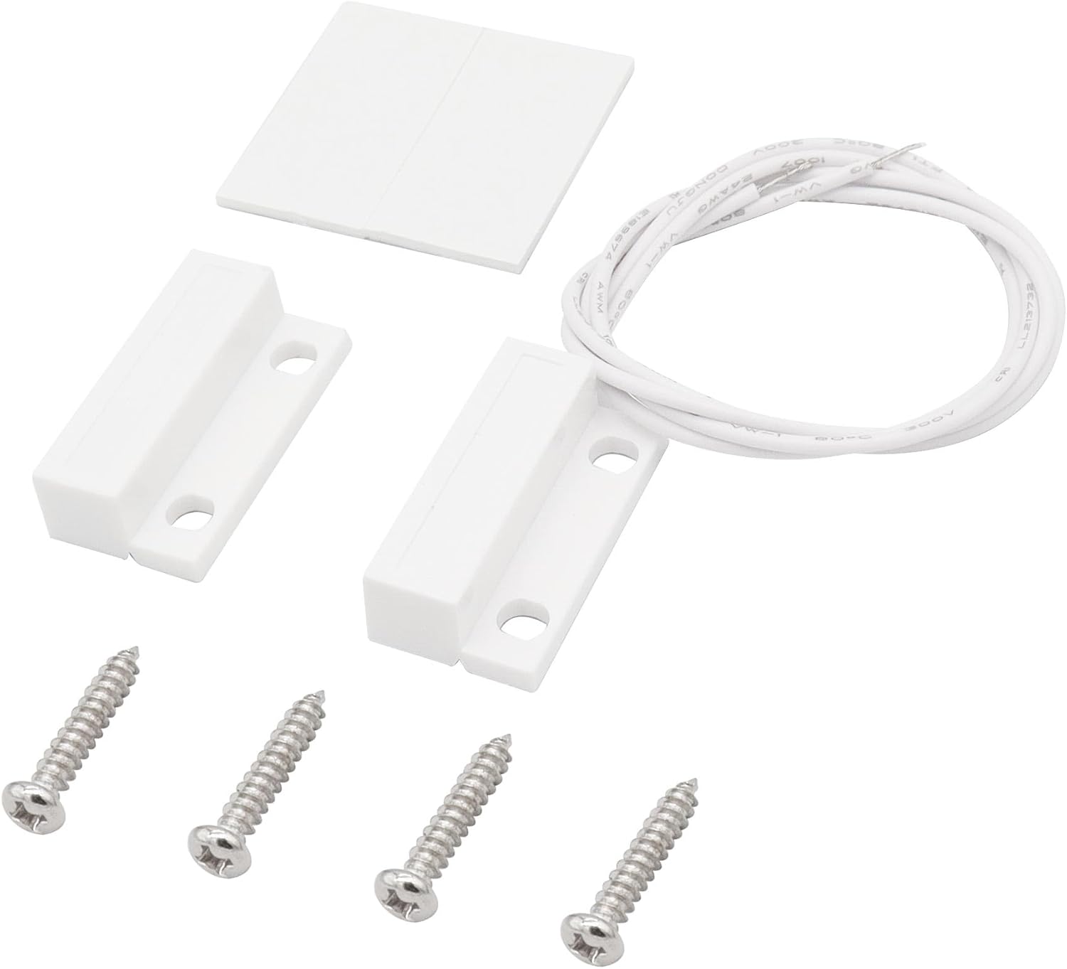 Magnetic Reed Switch Wired Surface Mount Normally Closed NC Contact Sensor Alarm Magnetic Door Switch with 2 Wires, ABS, MC-38