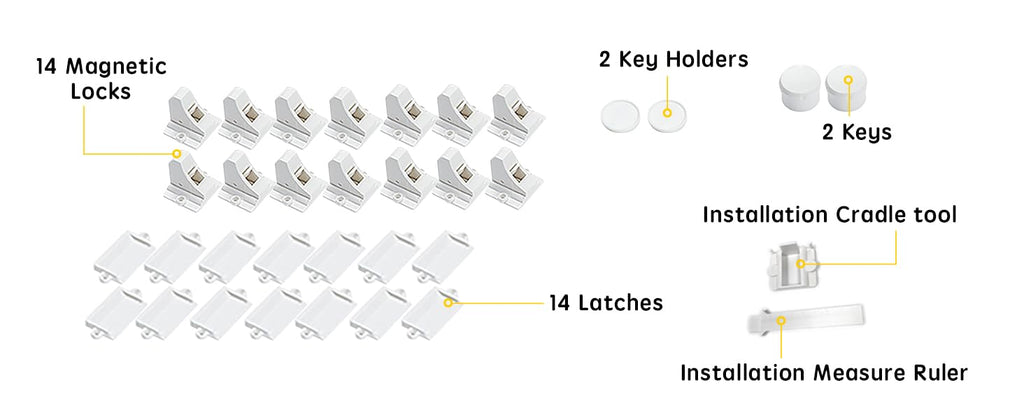 Vmaisi Magnet Cabinet Locks for Babies (14 Locks and 2 Keys)