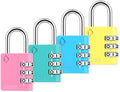 XD35 Combination Lock, 3-Digit Padlock for School Gym Sports LockerLock, Fence, Toolbox, Case, Hasp Storage (4-Pack, Pink, Emerald, Blue, Yellow)