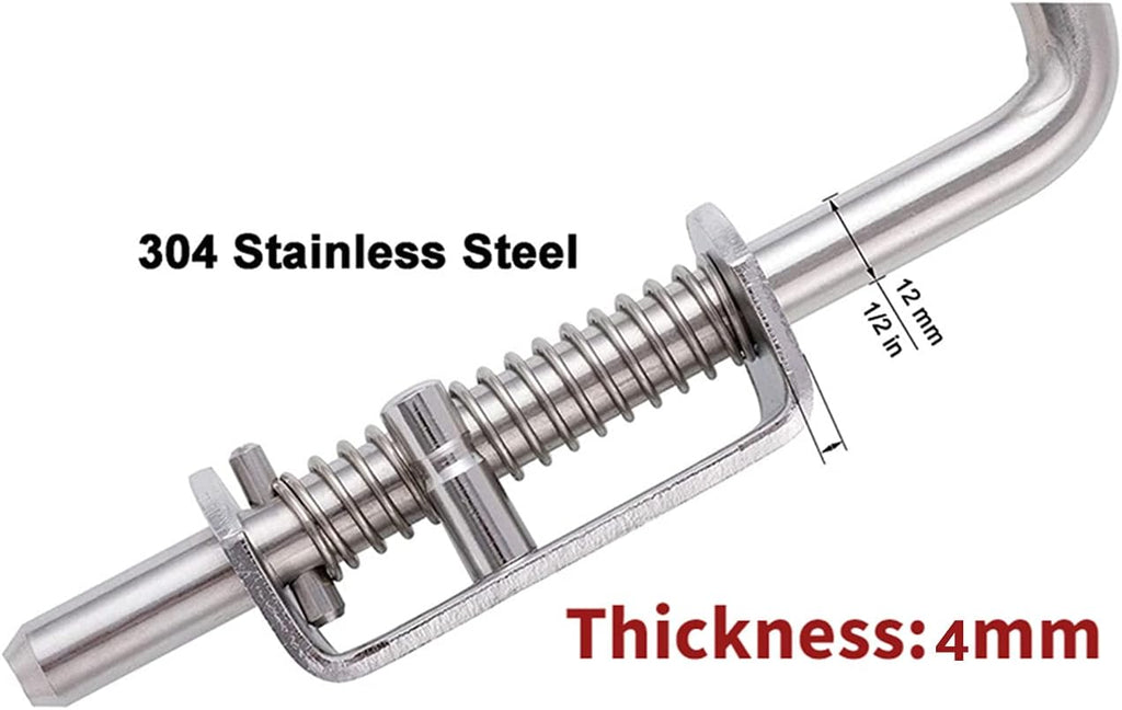 Heavy Duty 304 Stainless Steel Spring Pin Latch Lock Assembly for Doors Cabinets and Utility Trailer Gate -136mm/155mm/165mm (1 pcs) (12X135)