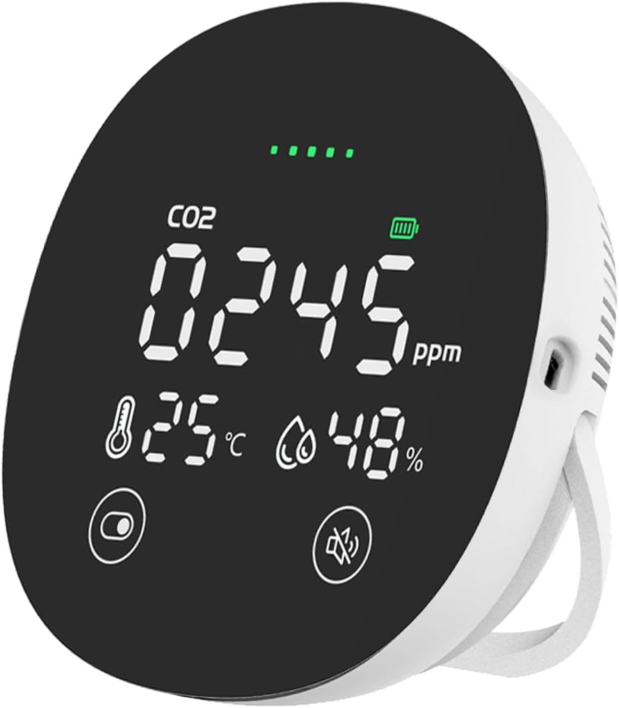 CO2 Monitor, 3 in 1 CO2 Detector Temperature and Humidity Air Quality Monitor Carbon Dioxide Detector for Travel Portable CO2 Tester Indoor Air Quality Monitor for Home School Office