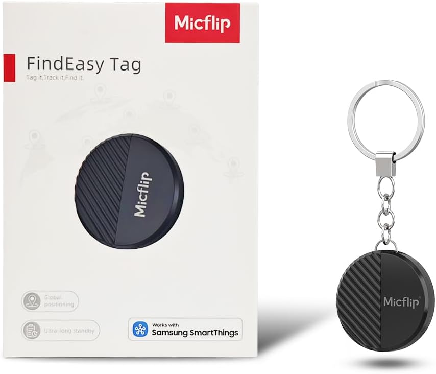 Bluetooth Tracker SmartTag for Samsung, Item Locator for Keys, Wallet, Luggage, Pets, IP65 Water-Resistant, Long and Replaceable Battery Life, Compatible with Galaxy Devices, 1 PC (Samsung Only)