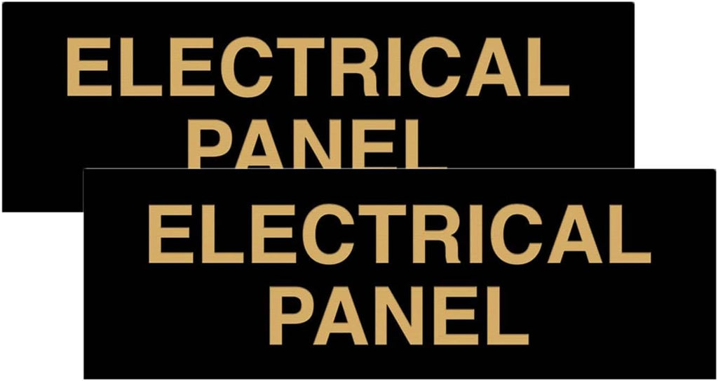 All Quality Basic Electrical Panel Sign - Fire Regulation Safety Compliance Sign - Black/Gold - Large (2 Pack)