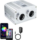 AZIMOM Dual Port 16W Twinkle Fiber Optic Starlight Box Sound Activated RGBW Fiber Optic Light Source APP/Remote Control Dual Head Light Engine Driver for Car Home Ceiling Star Lighting Decor
