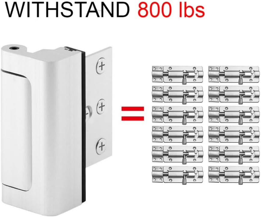 Door Reinforcement Lock with Screws, Add Extra Home Security Door Latch Safety Childproof Door Lock for Inward Swing Door Night Lock Withstand 800 Lbs (2 Pack)