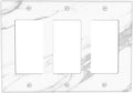 Light Switch Covers Modern White Gray Marble 3 Gang Rocker Electrical GFCI Decorative Triple Outlet Wall Plate Cover Switchplate for living Room Bathroom Decor