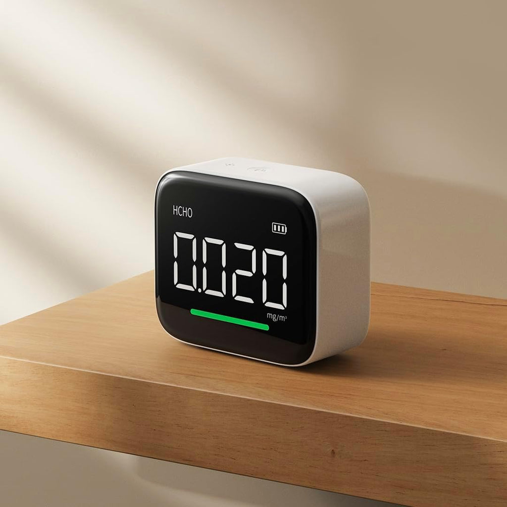 Formaldehyde Detector, Dual Platinum Sensor 0.001mg/m³ Accuracy, 4-in-1 Air Quality Monitor for HCHO/Hum/Temp with LED Display, USB-C Rechargeable for Office, Home, Nursery