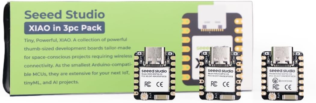 XIAO ESP32C6 3PCS Pack - 2.4GHz Wi-Fi 6, BLE 5.0, Zigbee, Matter, Thread, onboard Antenna and External Antenna Interface