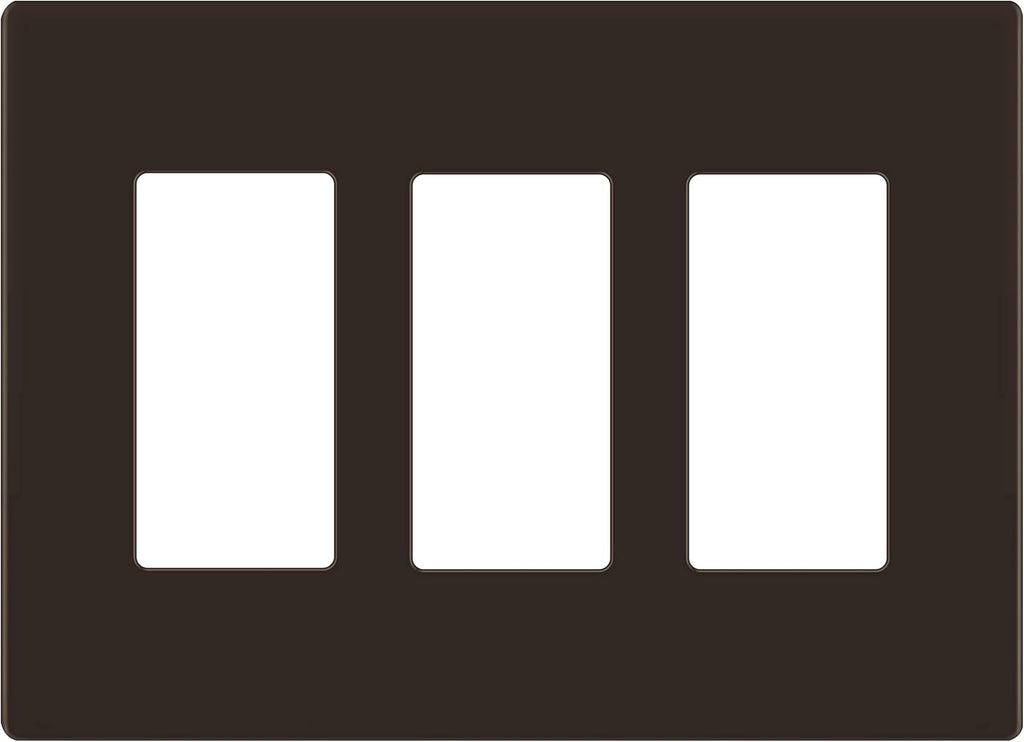 LIDER Matte Finish Decorator Switch Cover, Screwless Wall Plate, Mid-Size 3-Gang 4.88" x 6.77", Unbreakable Polycarbonate Thermoplastic, UL Listed, LSWP-33M-BR, Brown
