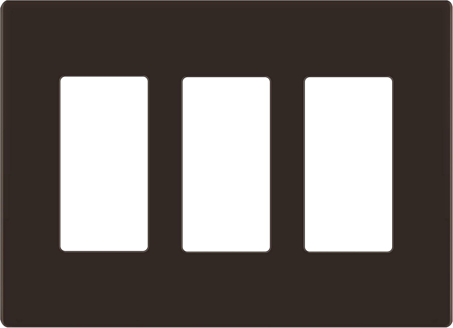 LIDER Matte Finish Decorator Switch Cover, Screwless Wall Plate, Mid-Size 3-Gang 4.88" x 6.77", Unbreakable Polycarbonate Thermoplastic, UL Listed, LSWP-33M-BR, Brown
