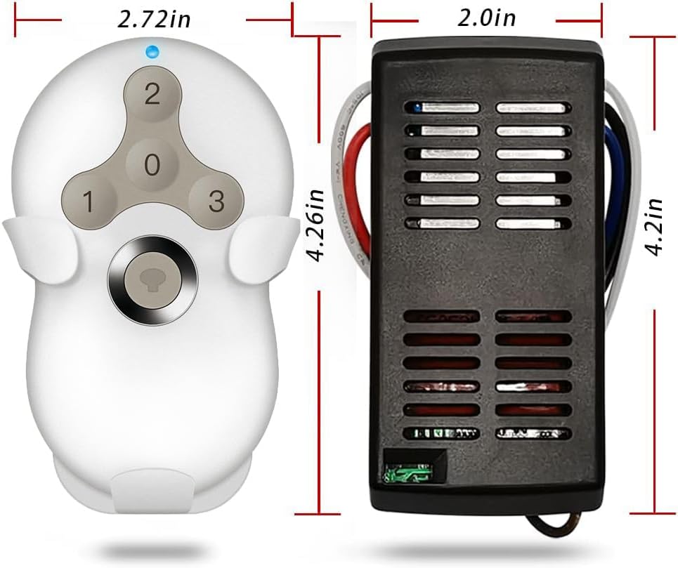Universal Ceiling Fan Remote Control Kit with Receiver Replacement for Hunter Harbor Breeze Hampton Bay, 3-Speed Light Dimmer, Replace Hunter Fan 99122 99123 99600