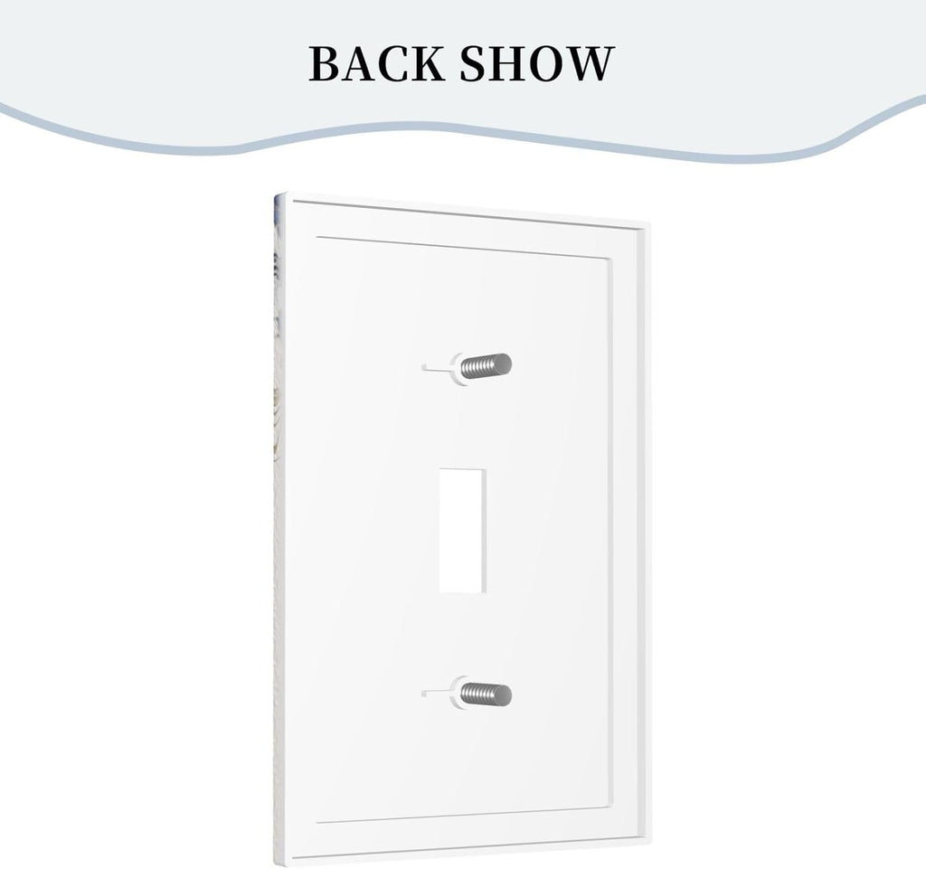Decorative Light Switch Cover Plate Rustic Blue White Flowers Floral Penoy 1 Gang Wall Plate Oversized Single Toggle Wall Cover Plate Jumbo Electrical Switchplate Face Plate