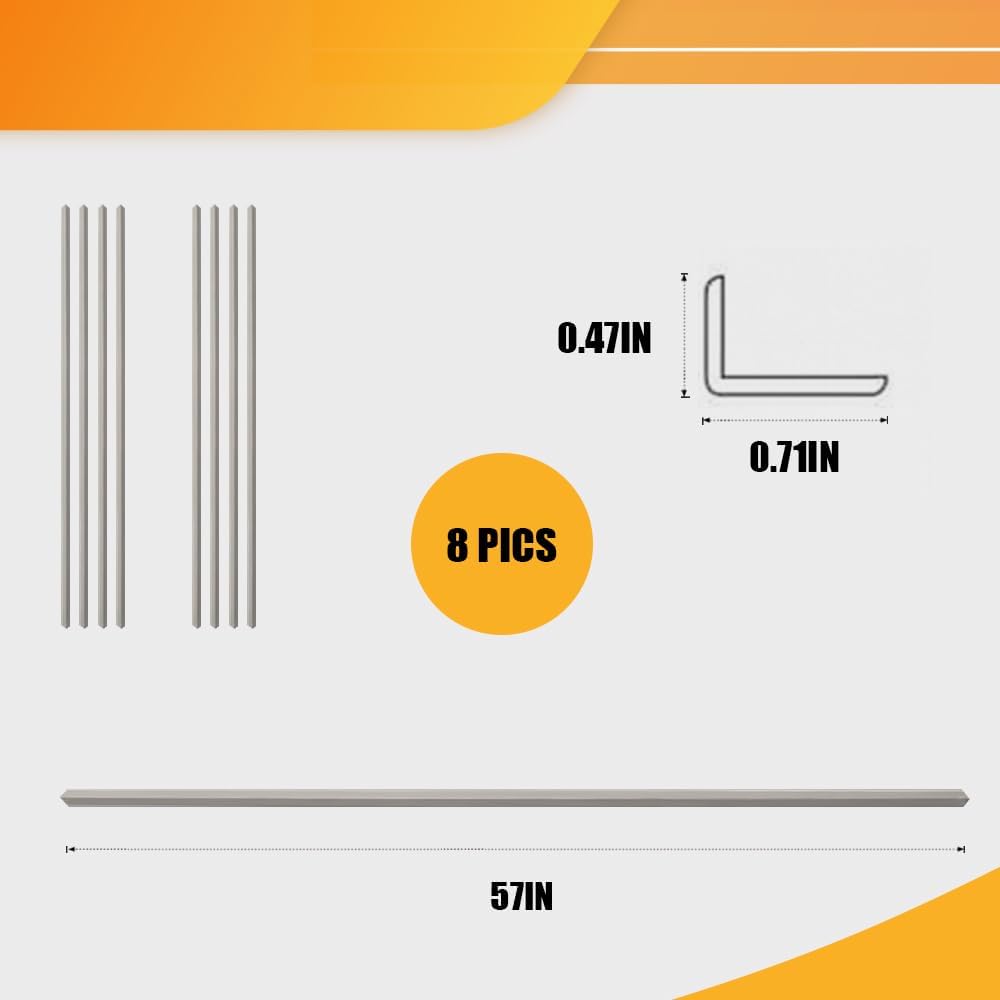 OUZUGIE 8-Pack 57 Inches, WPC Slat Wall Panel Trim,Corner Guard for Low Grille (Metallic Silver)