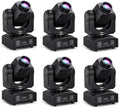 MINGJIE 60W LED Moving Head Stage Lights with DMX512 Control - 8 Gobos & 8 Colors, Sound Activated, 540° Pan & 270° Tilt, Compact DJ Light for Wedding, Party Stage Lighting (1Pack =6PCS)