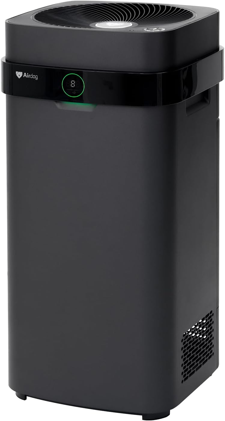 Airdog X5+ Air Purifier for Large Rooms up to 1600 Ft², Smart App Control, Built-In Air Quality Monitor, Washable Filter, TPA Technology 20X More Effective Than HEPA,Black