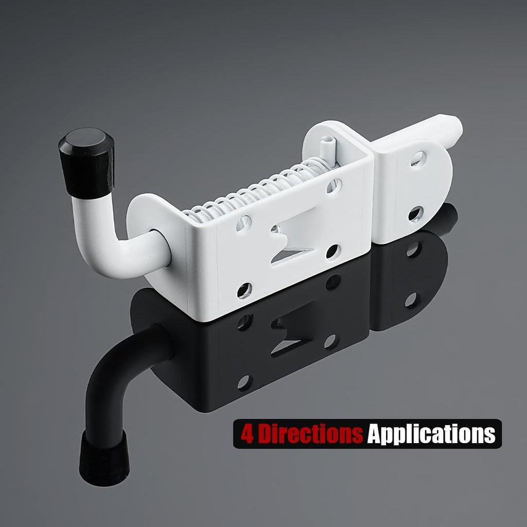 JQK Spring Loaded Latch Pin, 304 Stainless Steel Barrel Bolt Thickened 2mm Door Lock, 5 Inch Matte White Finished(2 Pack), HSB300-WH-P2