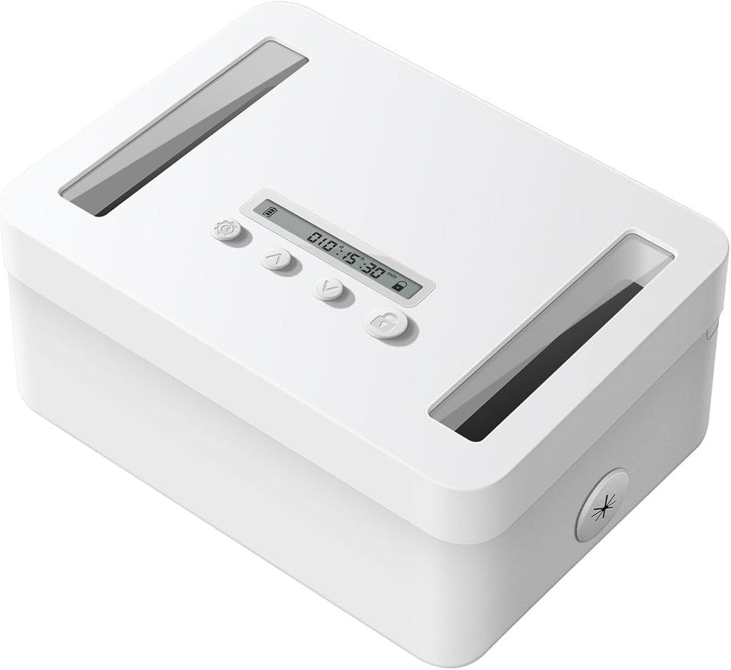 Vaydeer Metal Time Lock Box, Phone Locked box with Timer, Locking Safe Storage, Self-Control Locker with USB C Charge, Child Lock, Smart Timed Release Jail for Phone/Remote/Medicine/Snack