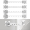 Songaa Child Safety Cabinets Strap Locks 4 Pack - Adjustable Baby Proofing Cabinet Latches for Drawers, Oven, Dishwasher, Fridge, Toilet Seat, Trash Can, with 3M Adhesive Pads - Gray
