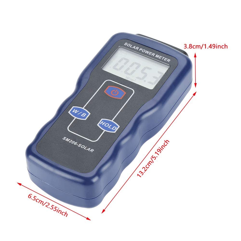 Digital Solar Power Meter, Sun Light Energy Measuring Tester for Testing Car Window Performance, Handheld Portable Sunlight Intensity Meter, W/m2 Meter