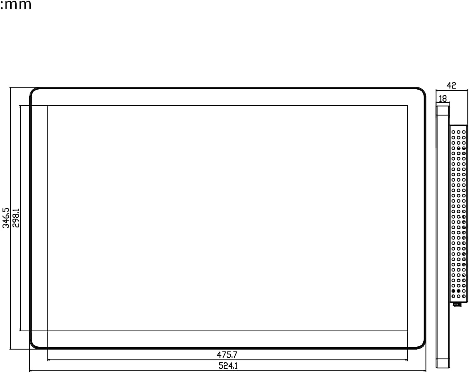 GreenTouch 22 Inch Open-Frame Touchscreen LCD Monitor - Capacitive PCAP Multi Touch -1680x1050-16:10-Black and Silver Bezel
