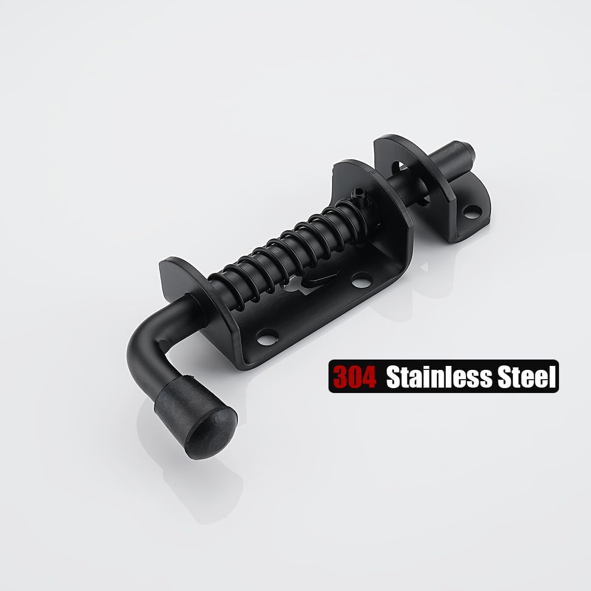 JQK Spring Loaded Barrel Bolt Latch, Heavy Duty 304 Stainless Steel Thickened 3mm Door Lock, 6.3 Inch Black, HSB410-BK-P2