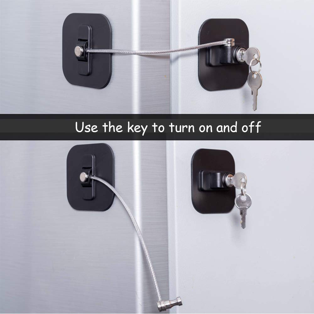 Refrigerator Lock,Fridge Lock with Keys,Freezer Lock and Refrigerator Lock for Child Proof,1Pack Black Fridge Lock