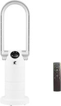 Ocean Loong 1500W Bladeless Tower Fan & Space Heater Combo for Home with Remote Control Timer Oscillation Tip-Over Switch and Adjustable Thermostat, 29” Silver