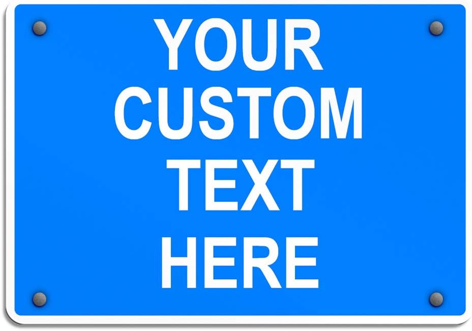 Aluminum Weatherproof Metal Sign Multiple Sizes Custom Personalized Text Here Blue White Notice Travel Horizontal Street Signs 14x10Inches
