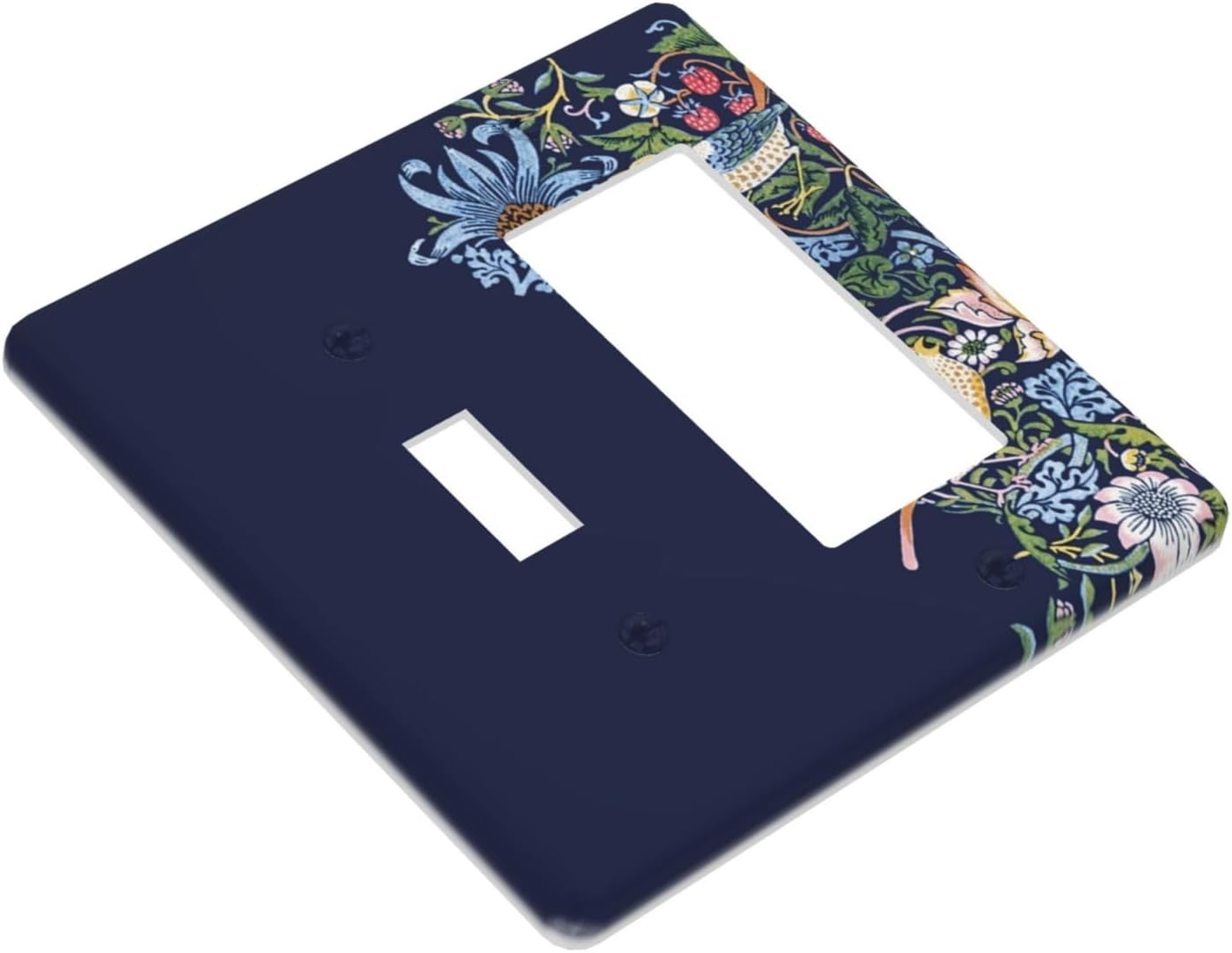Decorative Outlet Covers Vintage Blue Morris Strawberry Thief Bird Flower 2 Gang 1 Gang Wall Plate Cover Single Toggle Rocker Combo Light Switch Cover Plate Face Plate