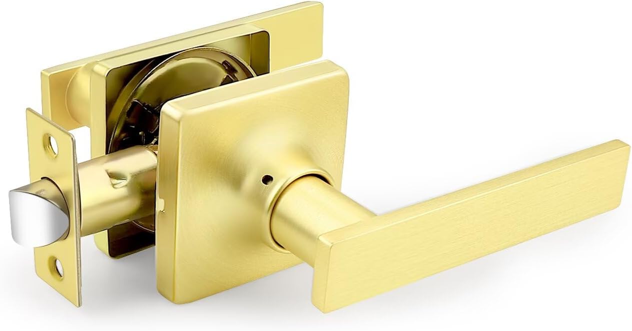 GOBEKOR 3 Pack Gold Door Handles Interior,Heavy Duty Passage Door Handles Interior Door Levers for Hallway and Closet, Modern Sleek Round Door Locks