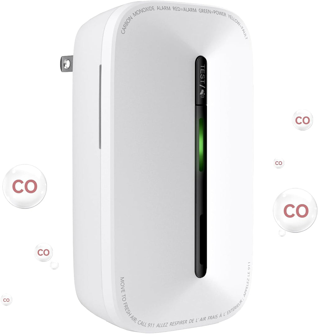 Carbon Monoxide Detectors Plug in, 10-Year Battery Powered CO Detector with Breathing Light, Portable Traval Carbon Monoxide Alarm for Home/Office/RV, 1Pack