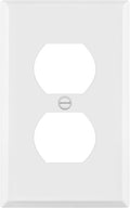 ENERLITES Duplex Receptacle Metal Wall Plate, Outlet Cover, Corrosion Resistant, Standard Size 1-Gang 4.50" x 2.76", Powder Coated Stamped Steel, 7721-WM, White Matte