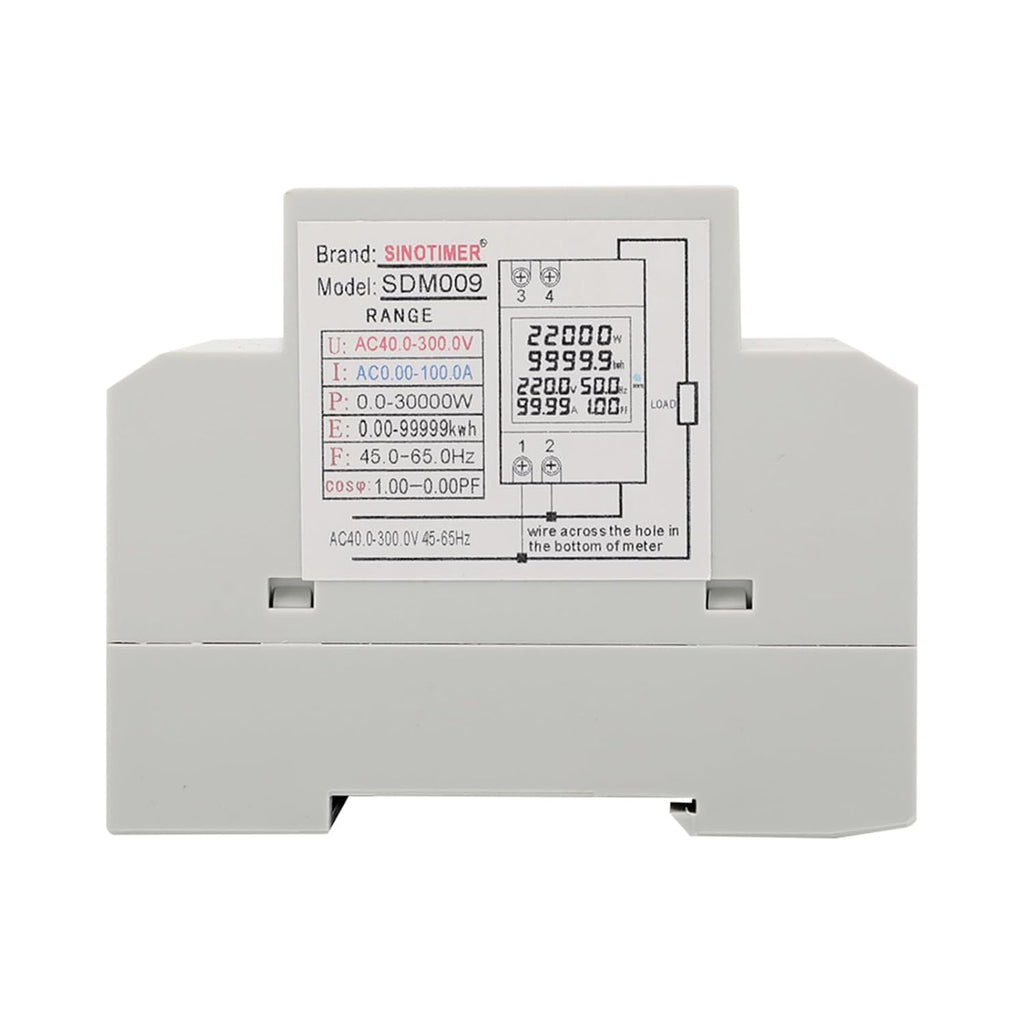 6IN1 Single Phase Energy Meter Din Rail Electricity Usage Monitor AC 40-300V 100A Voltmeter Ammeter Watt Kwh Frequency Power Meter Built-in CT 110V