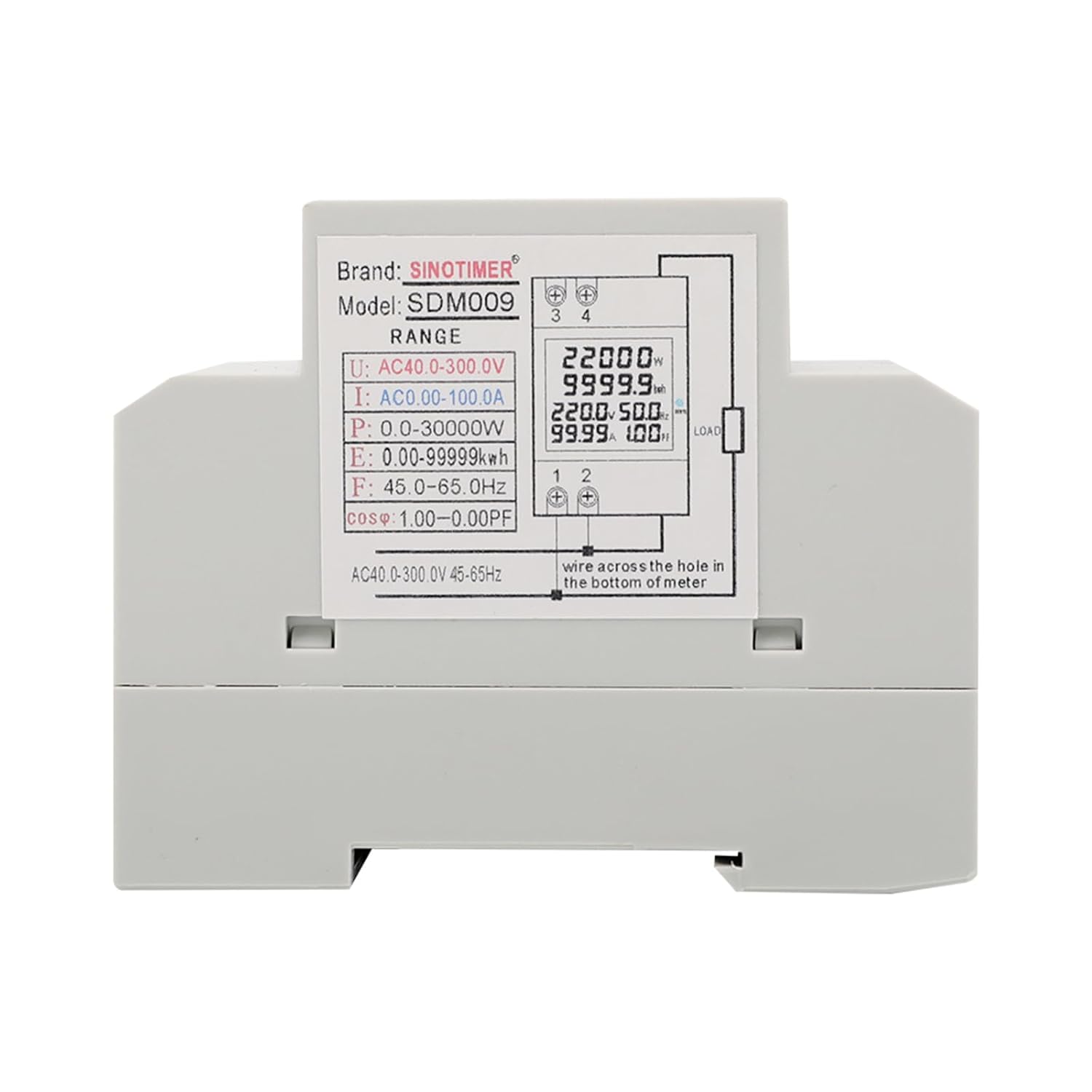 6IN1 Single Phase Energy Meter Din Rail Electricity Usage Monitor AC 40-300V 100A Voltmeter Ammeter Watt Kwh Frequency Power Meter Built-in CT 110V