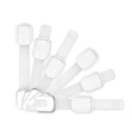 Adjustable & Reusable Child Safety Cabinet Locks & Latches, Baby Proofing Door Window, Cabinet, Toilet, & Refrigerator Lock, Child Safety Strap Locks with Adhesive Pads, Pack of 6, White - Wonderkid