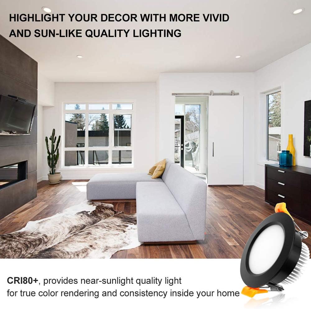 YGS-Tech 2 Inch LED Recessed Lighting, Dimmable Downlight 3W(35W Halogen Equivalent), CRI80, 5000K Daylight White Ceiling Light with LED Driver(4 Pack)
